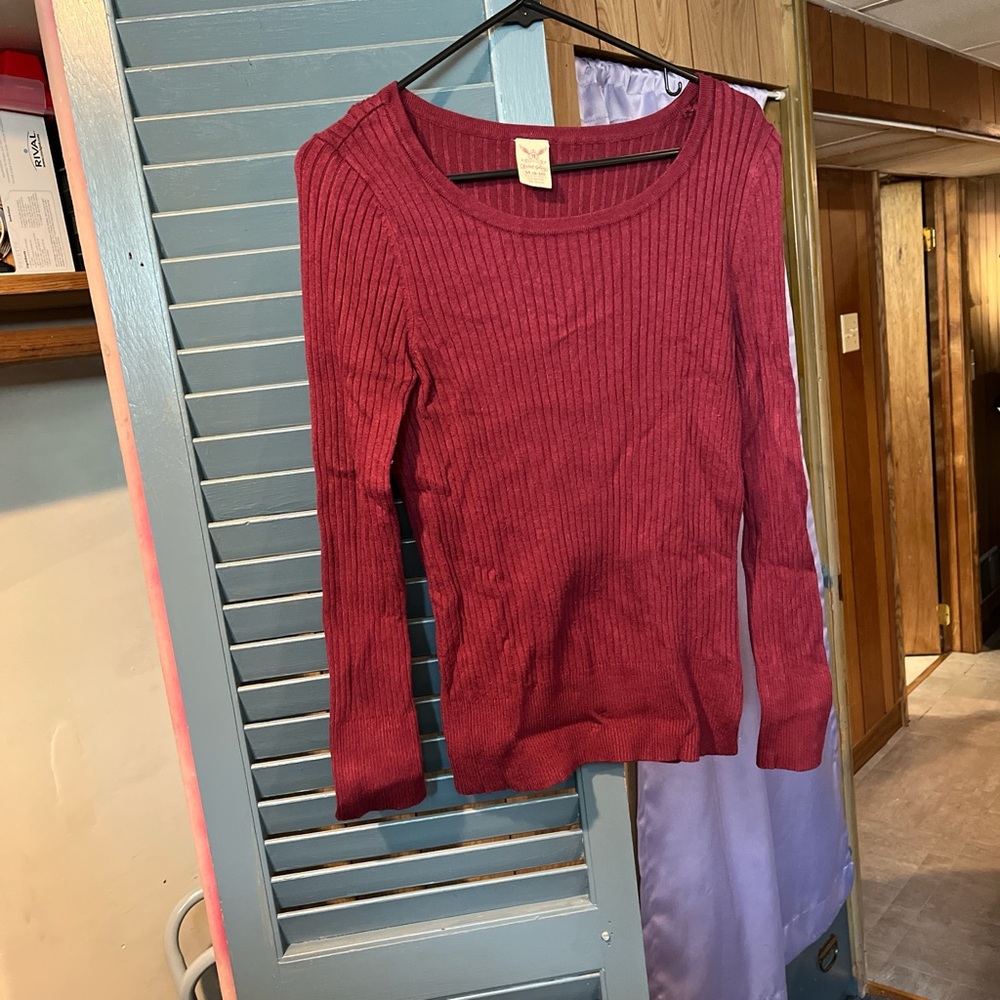 Women's Ribbed Knit Top - Red